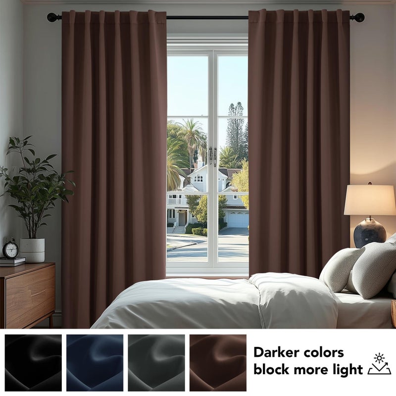 Deconovo Blackout Curtains for Kitchen Window, Back Tab and Rod Pocket Curtains, Set of 2 Panels, Room Darkening Curtains (52W x 45L Inch, Chocolate) - Image 4